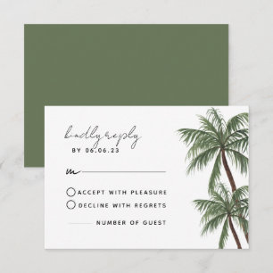 Minimalistische Palm Trees Wedding RSVP Card Karte