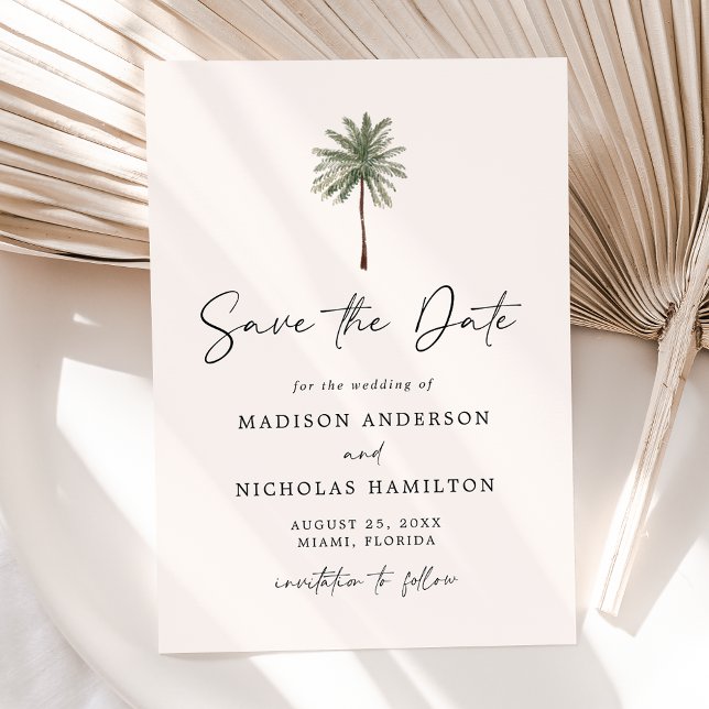 Minimalistische Palmbaumhochzeit Save The Date (Von Creator hochgeladen)