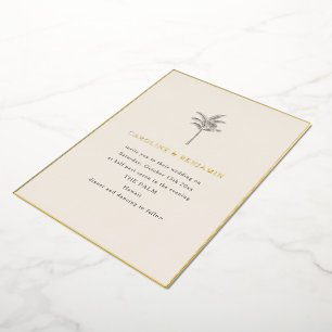 Minimalistische Palme Elegante Hochzeit Goldrand Folieneinladung
