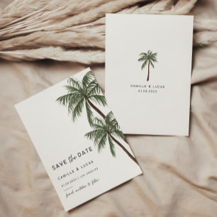 Minimalistische Palmenbaumhochzeit Einladung