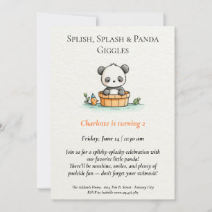 Minimalistische Panda Pool-Party Einladung