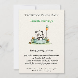 Minimalistische Panda Pool-Party Einladung