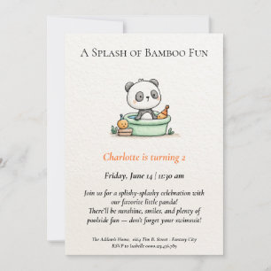 Minimalistische Panda Pool-Party Einladung