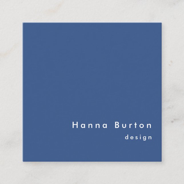 Minimalistische Pantone Classic Blue Business Card Quadratische Visitenkarte (Vorderseite)