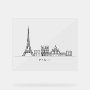 Minimalistische Pariser Skyline-Linienkunst Acrylschild