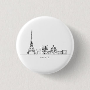 Minimalistische Pariser Skyline-Linienkunst Button