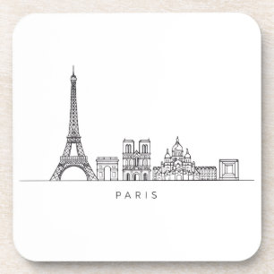 Minimalistische Pariser Skyline-Linienkunst Getränkeuntersetzer