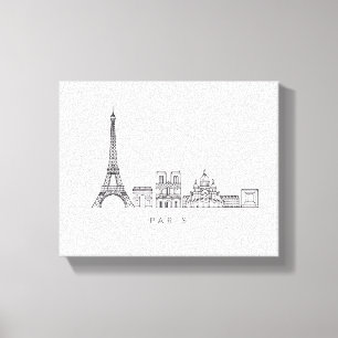Minimalistische Pariser Skyline-Linienkunst Leinwanddruck