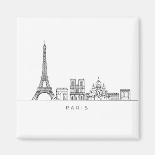Minimalistische Pariser Skyline-Linienkunst Magnet