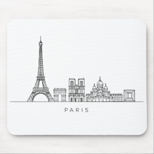 Minimalistische Pariser Skyline Linienkunst Mousepad
