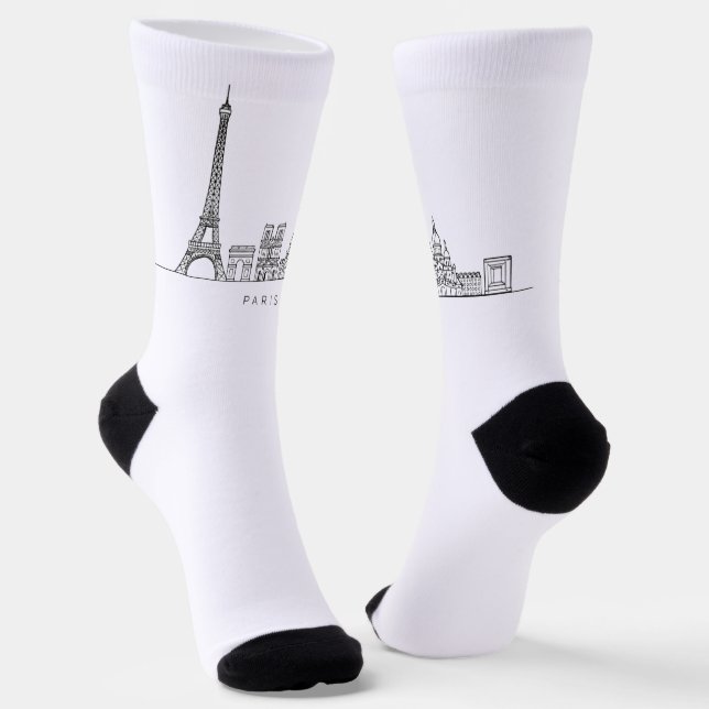 Minimalistische Pariser Skyline-Linienkunst Socken (Gewinkelt)