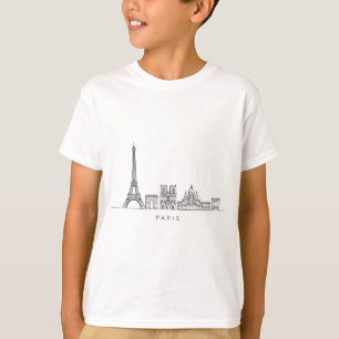 Minimalistische Pariser Skyline Linienkunst T-Shirt