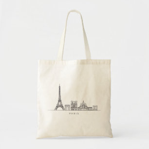 Minimalistische Pariser Skyline-Linienkunst Tragetasche