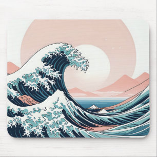 Minimalistische Pastel japanische Wave Art Design Mousepad