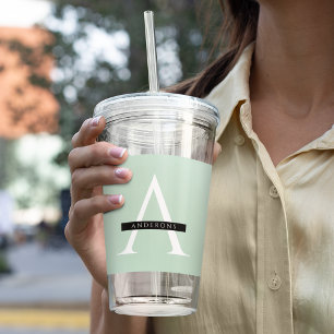 Minimalistische Pastel Minze Personalisierter Name Acryltrinkbecher