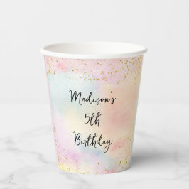 Minimalistische Pastel Rainbow Gold Geburtstag Pappbecher