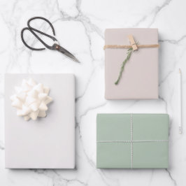 Minimalistische Pastel Solid Color Sage Green Them Geschenkpapier Set
