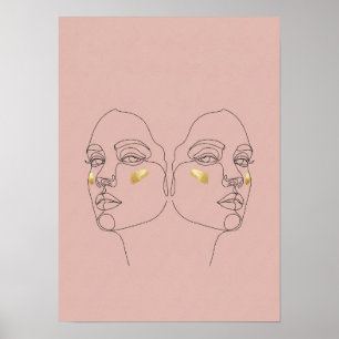 Minimalistische Pastel Twin Portraits Poster