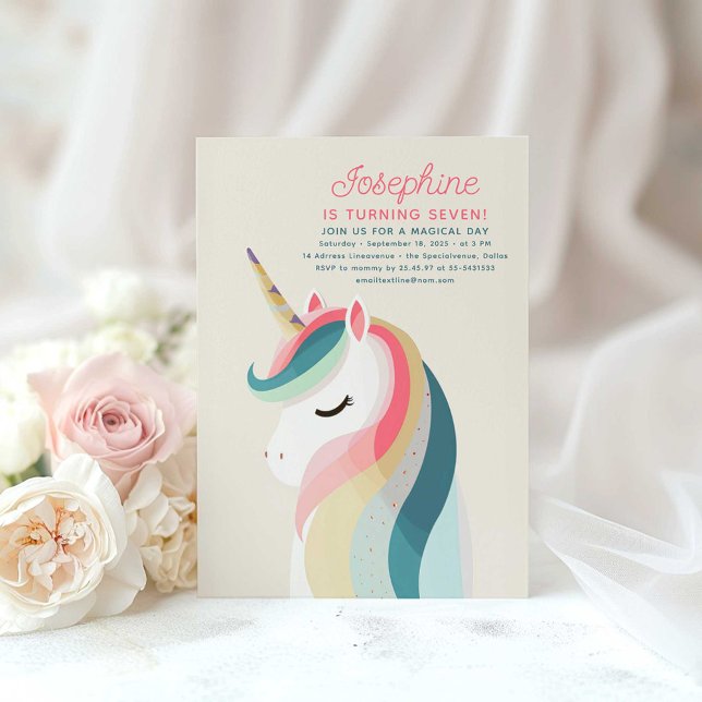 Minimalistische Pastel Unicorn Einladung zum Gebur (Unicorn Minimalist Pastel Birthday Invitations)
