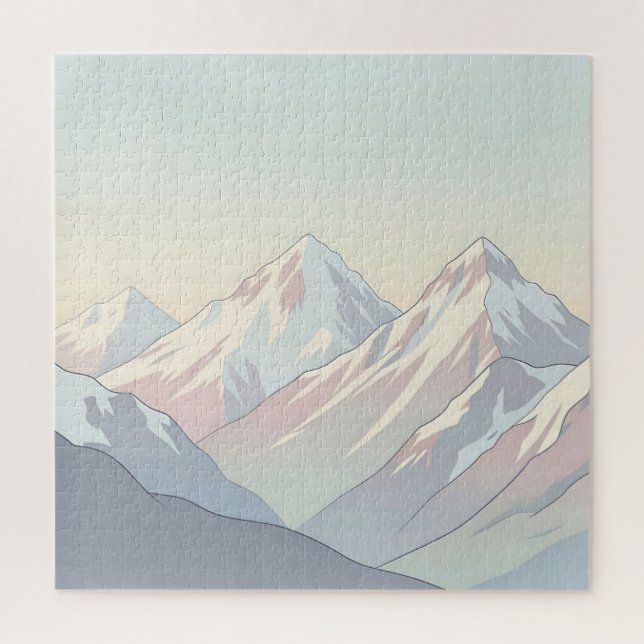 Minimalistische Pastell-Berglandschaft Puzzle (Vertikal)