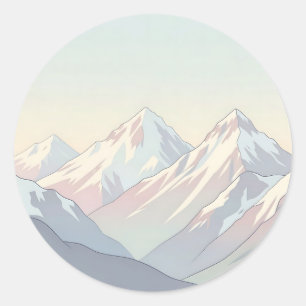 Minimalistische Pastell-Berglandschaft Runder Aufkleber