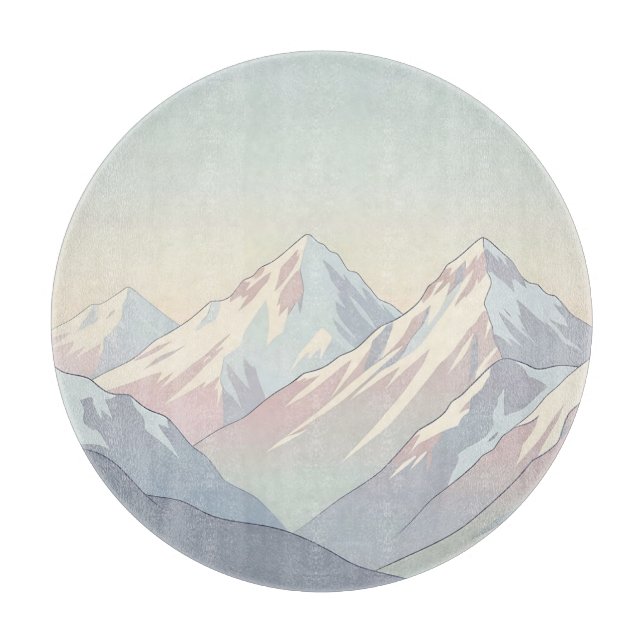 Minimalistische Pastell-Berglandschaft Schneidebrett (Vorderseite)