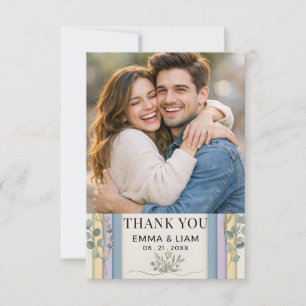 Minimalistische Pastell-Bogen-Botanical-Hochzeit Dankeskarte