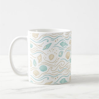 Minimalistische Pastell-Muscheln und Ozeanwellen K Kaffeetasse