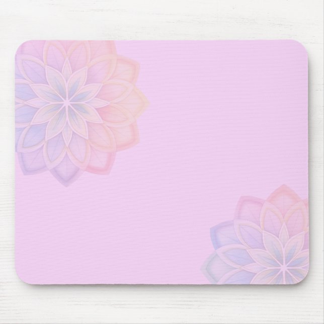 Minimalistische Pastell-Regenbogen-Blumen Mousepad (Vorne)