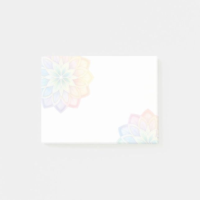 Minimalistische Pastell-Regenbogen-Blumen Post-it Klebezettel (Vorderseite)