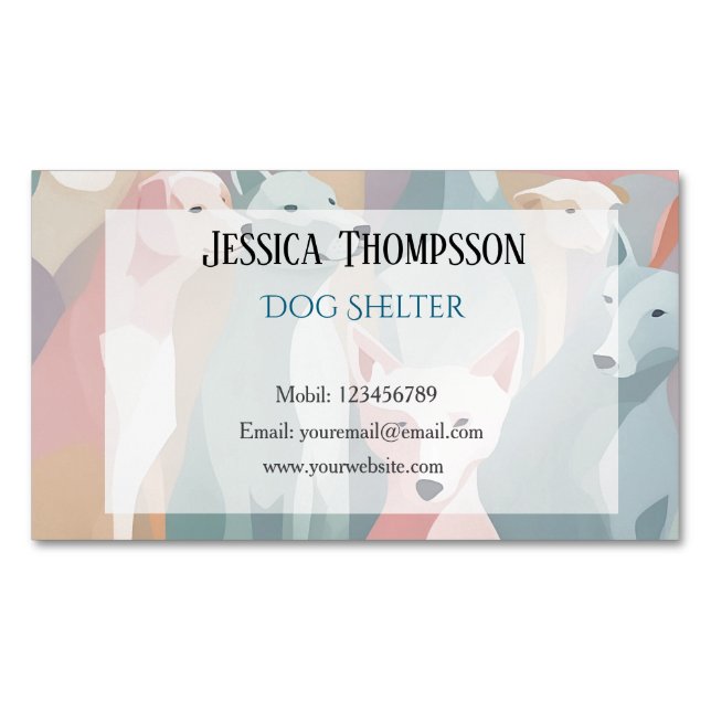 Minimalistische Pastell-Tierdarstellung in der Hun Magnetische Visitenkarte (Vorderseite)