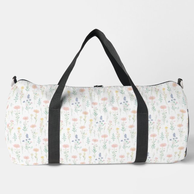 Minimalistische Pastell-Wildblume Duffle Bag (Vorderseite)
