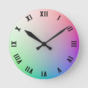Minimalistische Pastellfarben, römische Zahlen Runde Wanduhr
