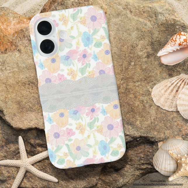 Minimalistische Pastellgürtel mit Blumengürtel und Case-Mate iPhone Hülle (Von Creator hochgeladen)