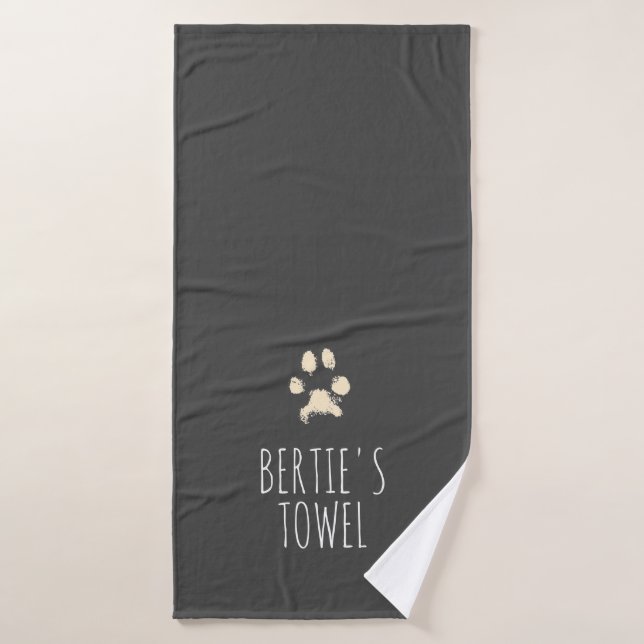 Minimalistische Pawprint Typografie Personalisiert Badehandtuch (Badehandtuch)