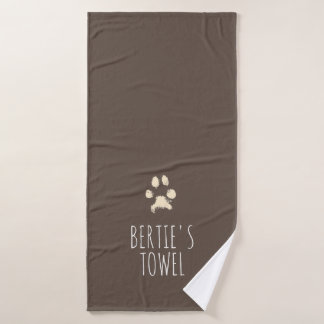 Minimalistische Pawprint Typografie Personalisiert Badehandtuch
