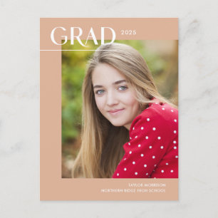 Minimalistische Peach Foto Graduation Party 2025 Postkarte