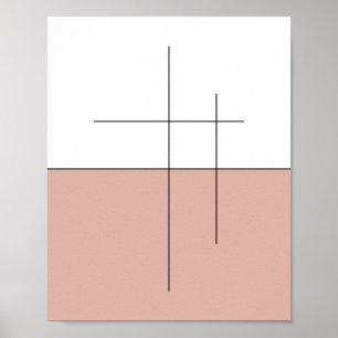 Minimalistische Peach Horizon Line Art Poster