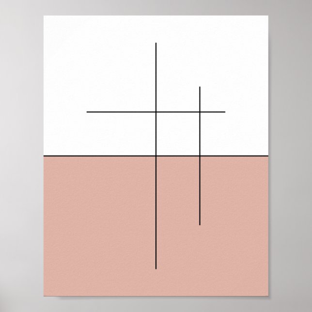 Minimalistische Peach Horizon Line Art Poster (Vorne)