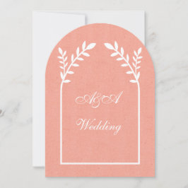 Minimalistische Peach- und weiße Bogen-Hochzeit  Einladung