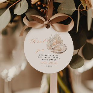 Minimalistische Pearl Baby Shower Tag Geschenkanhänger