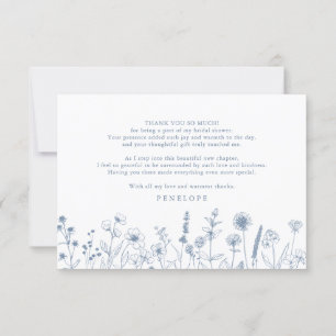 Minimalistische Periwinkle-Wildblumen-Braut-Party Dankeskarte