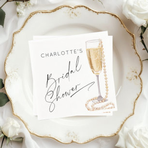 Minimalistische Perlen und Prosecco-Brautparty Serviette