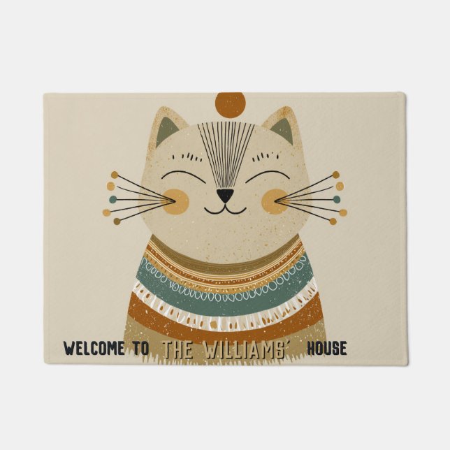 Minimalistische Perserkatzen-Mutter-Hauskatze-Eing Fußmatte (Vorderseite)