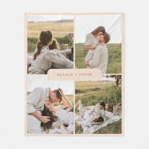 Minimalistische Personalisierte 4-Fotos-Collage Fleecedecke