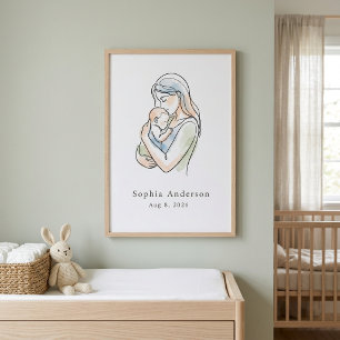 Minimalistische personalisierte Strichzeichnungen  Poster