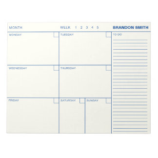 Minimalistische Personalisierte Wochenplaneragenda Notizblock