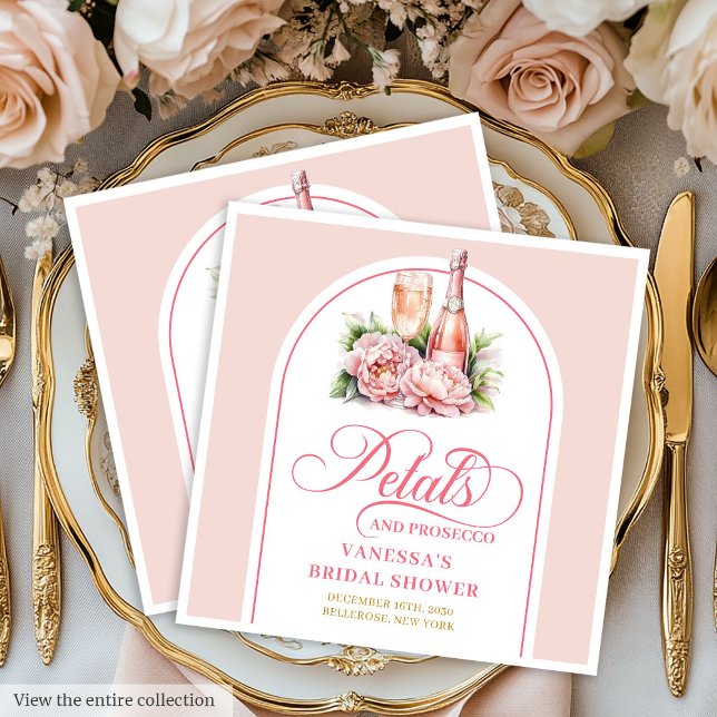 Minimalistische Petals und Prosecco benutzerdefini Serviette (Minimalist Petals and Prosecco Custom Name Napkin)