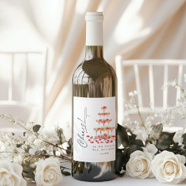 Minimalistische Petals und Prosecco Cheers Bridal Weinetikett