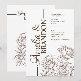 Minimalistische Pfingstrosen-Hochzeitseinladung Lu Einladung
